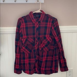 Zara Woman Snap Button Roll Tab Plaid Flannel Top
